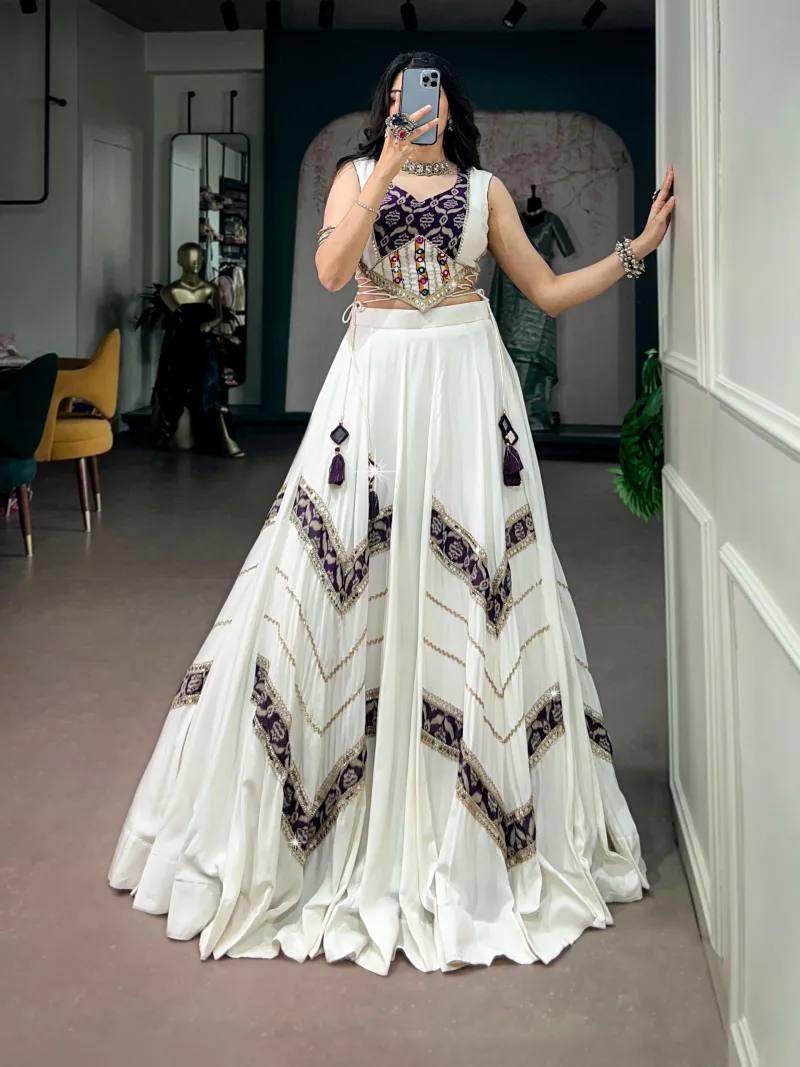 Nnk1788 Pure Rayon Gamthi Mirror Work Navratri Lehenga Choli